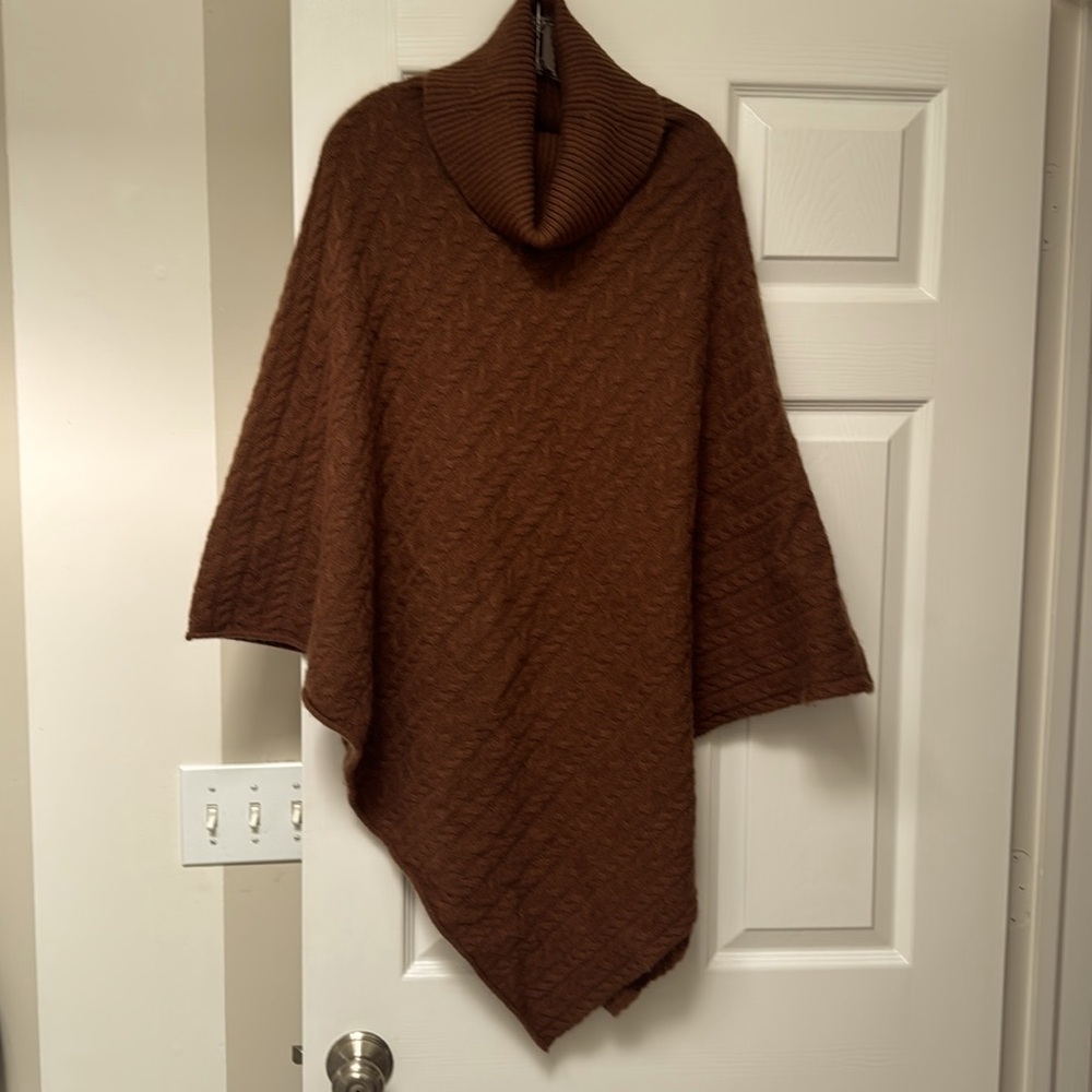 100% Cashmere Cowl Neck Poncho